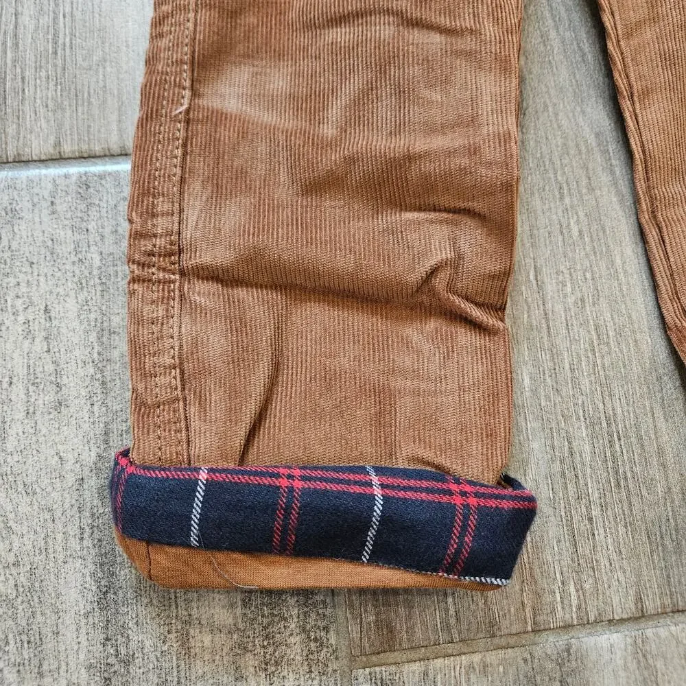 Mud Pie Corduroy Pants Boys 5T Plaid‎ Lined Roll Cuff Fall Holiday Dress Pants